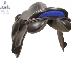 Paramour Eventer with Purple Welting and Blue Suede Cantle